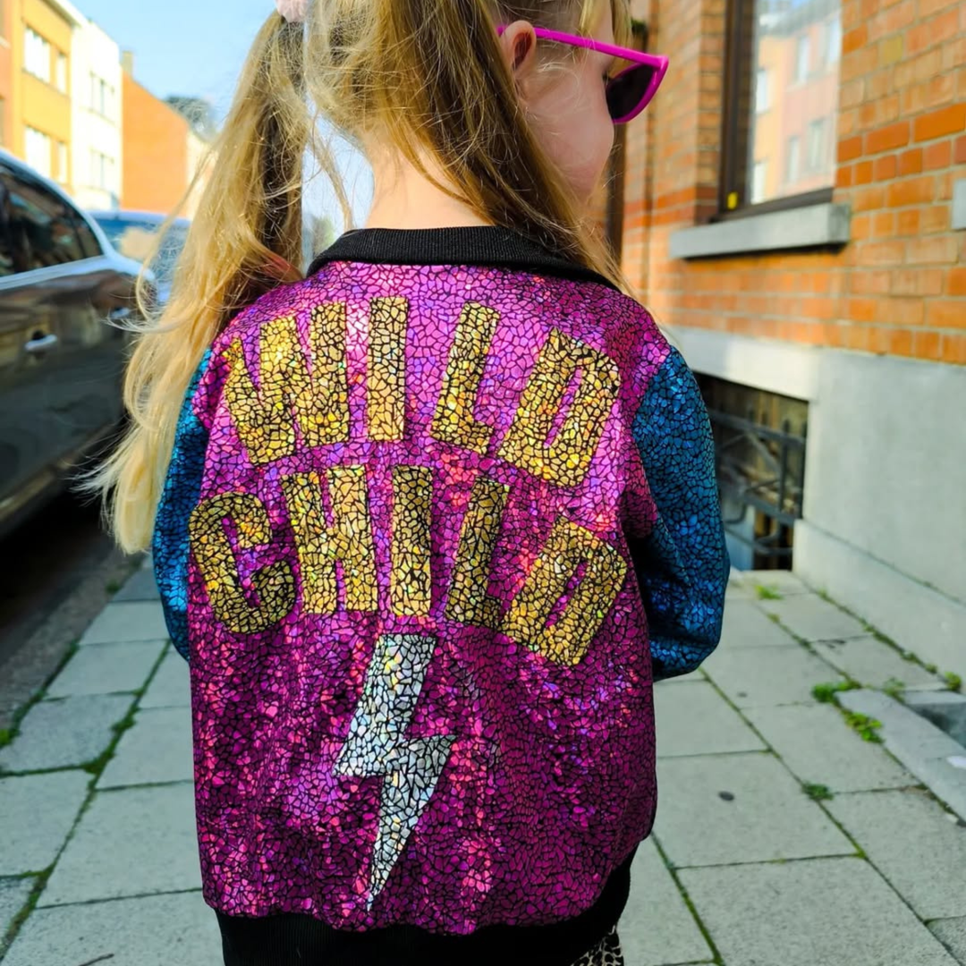 CUSTOM Kids Holographic Disco Bomber Jacket