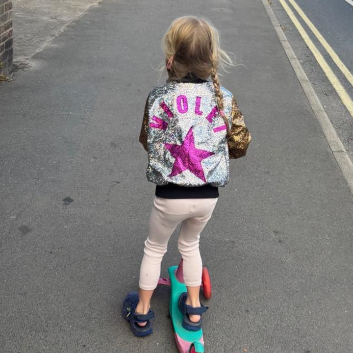 CUSTOM Kids Holographic Disco Bomber Jacket