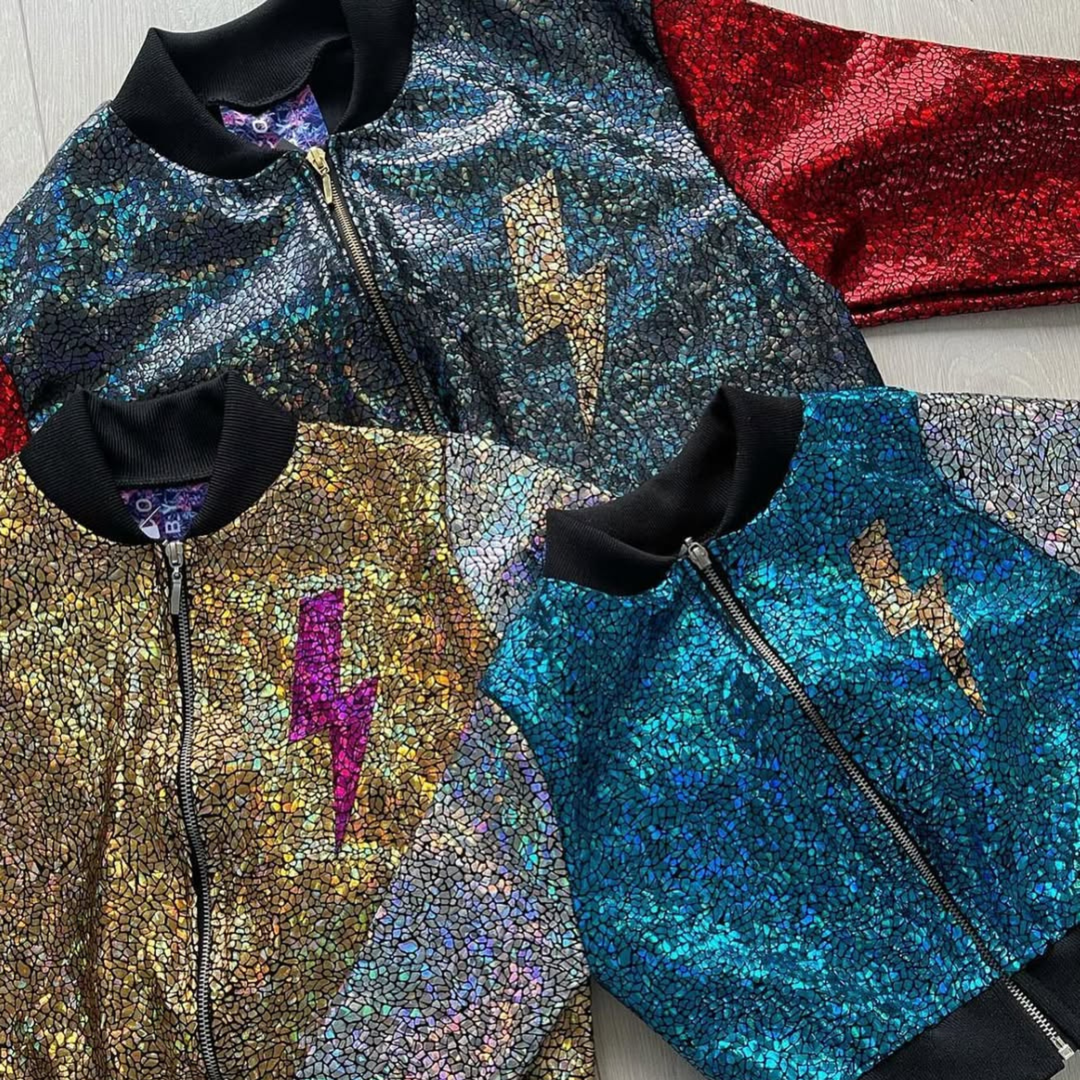 CUSTOM Kids Holographic Disco Bomber Jacket