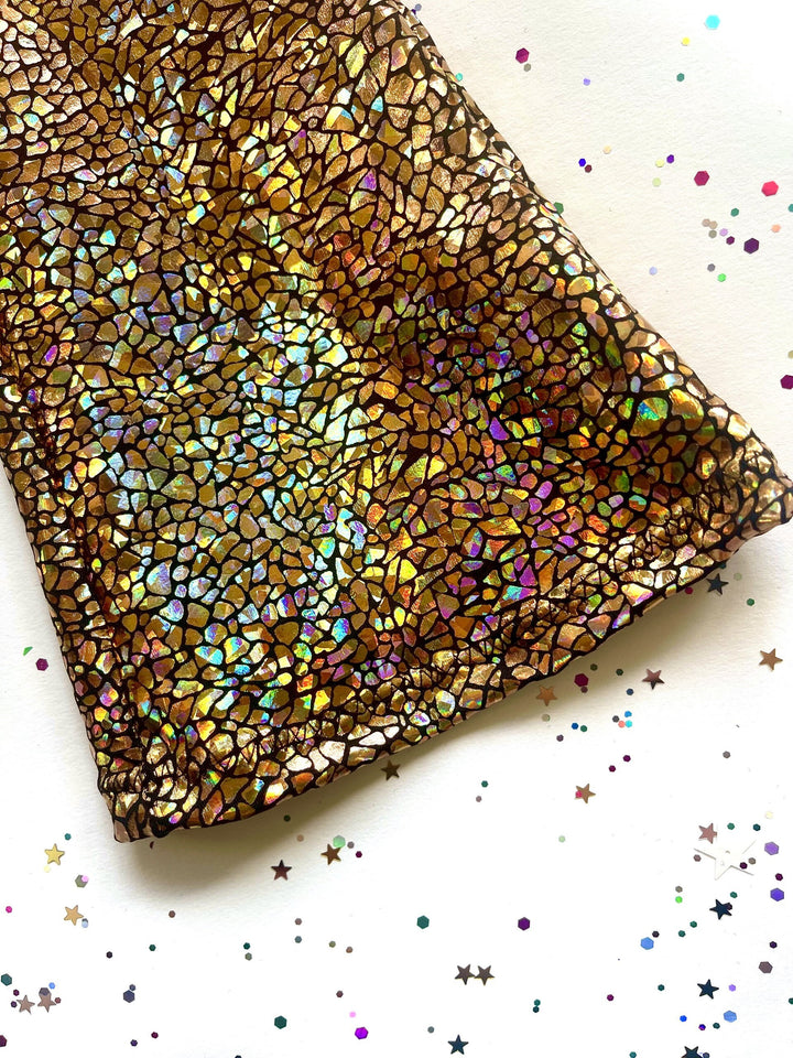 Holographic Sparkly Gold Disco Flares / Leggings / Jazz Pants / Dancewear / Festivalwear / Partywear / Childrenswear / Bellbottoms