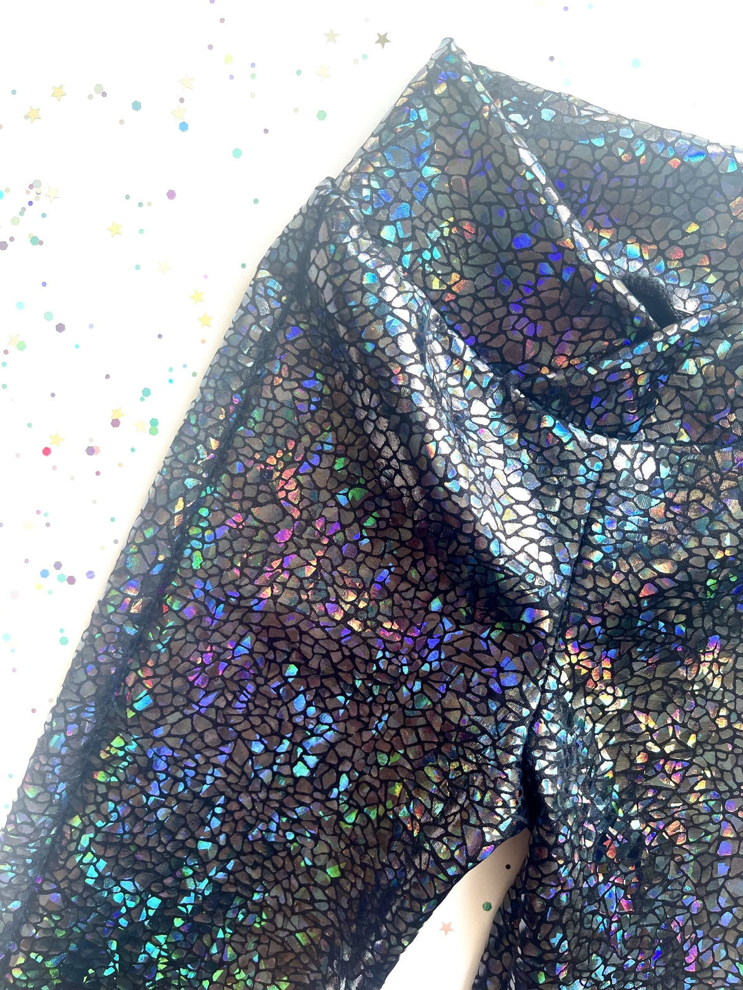 Holographic Sparkly Black Disco Flares / Leggings / Jazz Pants / Dancewear / Festivalwear / Partywear / Childrenswear / Bellbottoms