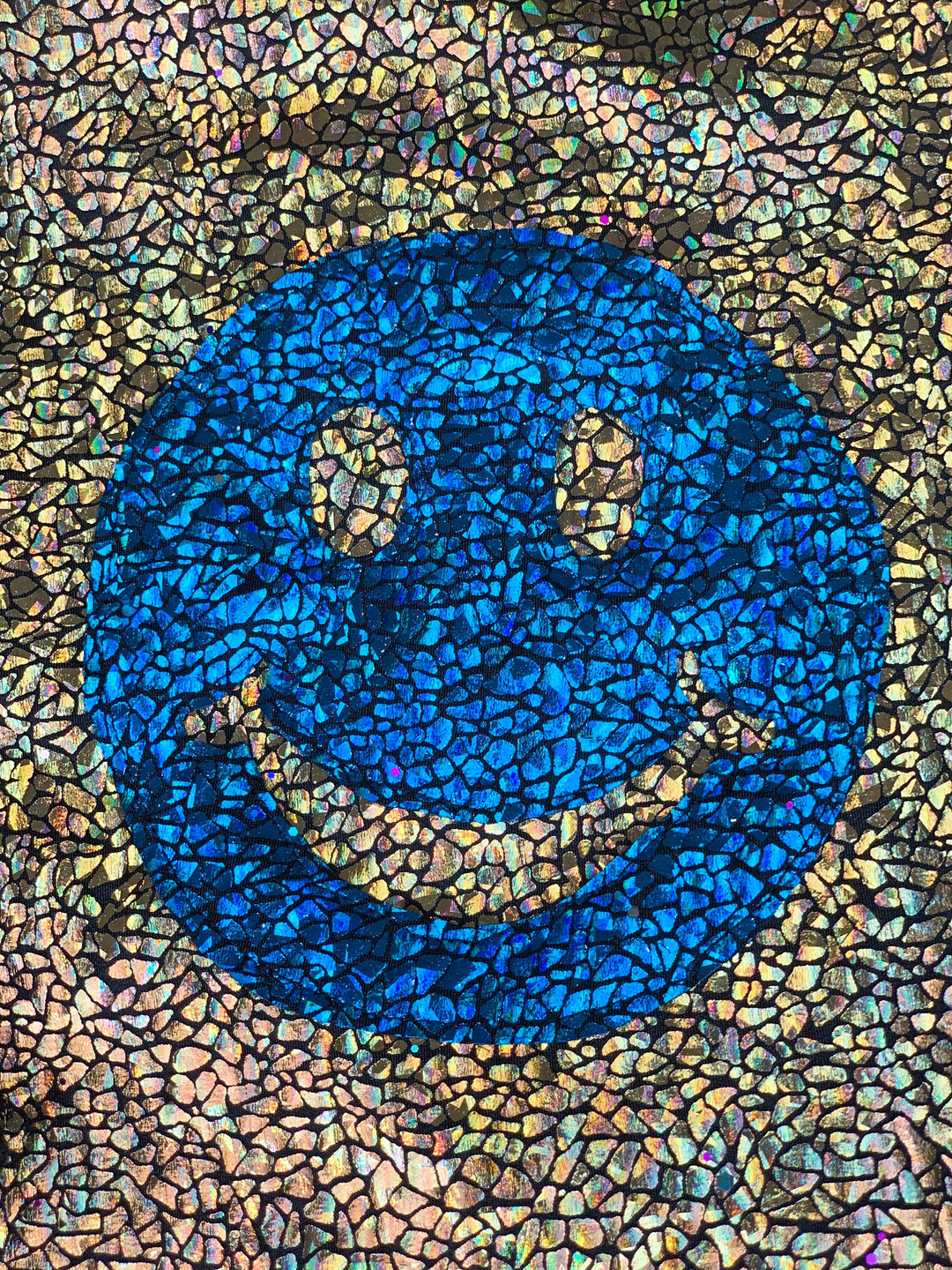Kids Holographic Gold / Turquoise Smiley Face Bomber Jacket