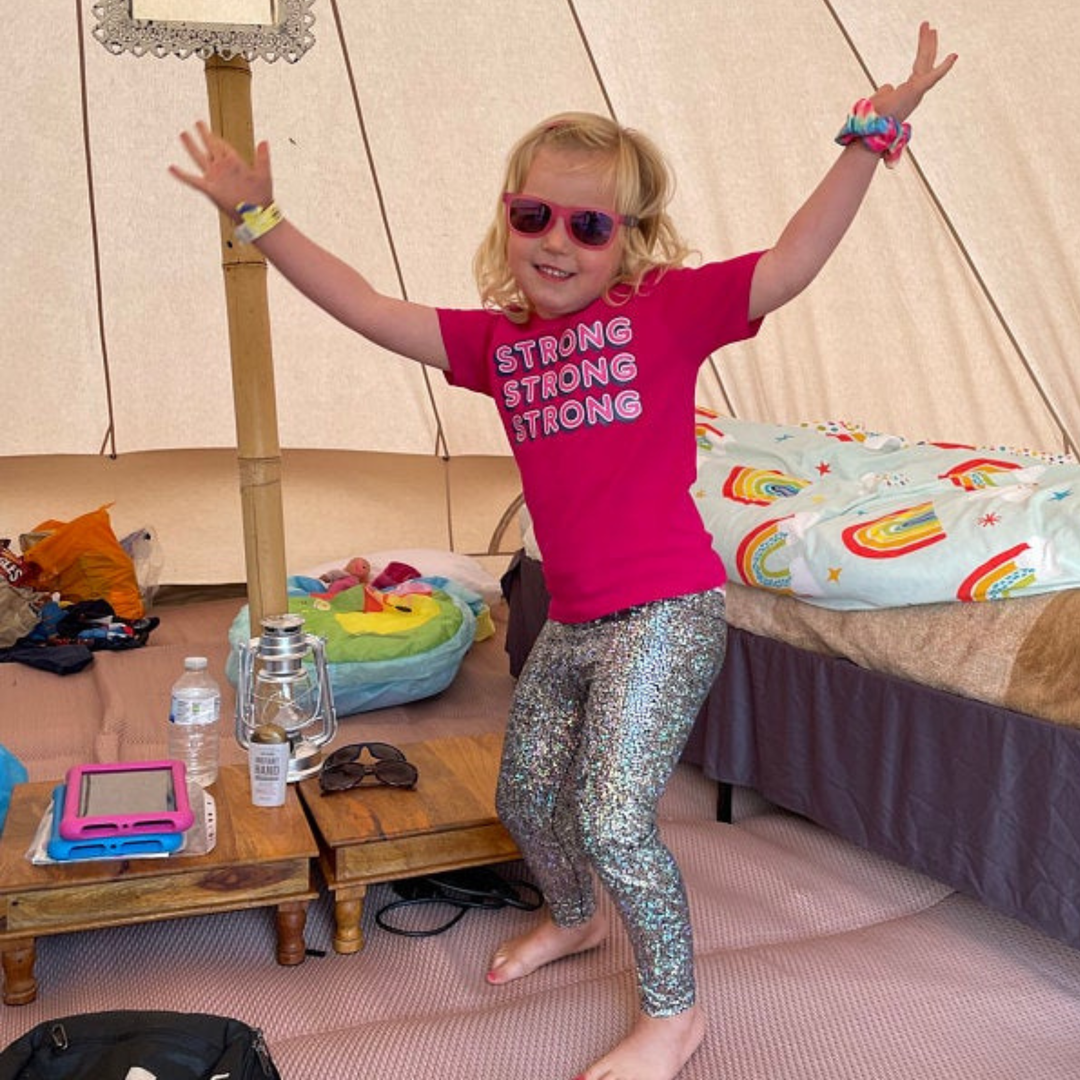 Kids Holographic Silver Leggings | Sparkly Festival & Disco Leggings for Children