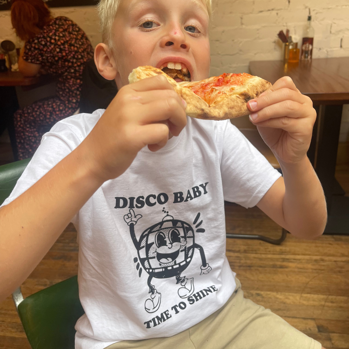Children's Retro DISCO BABY Printed White T-Shirt