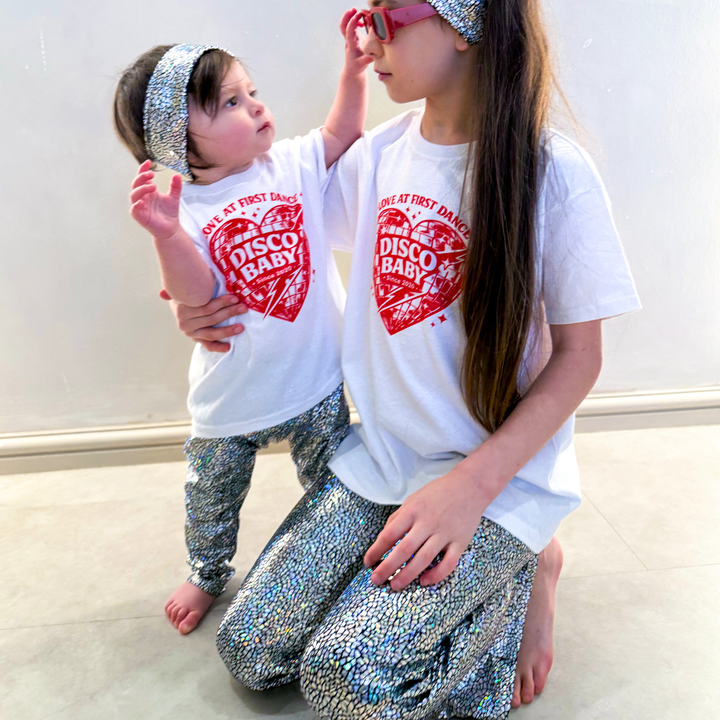 Love At First Dance Kids Disco T-Shirt – Retro Disco Baby Heart Graphic Tee