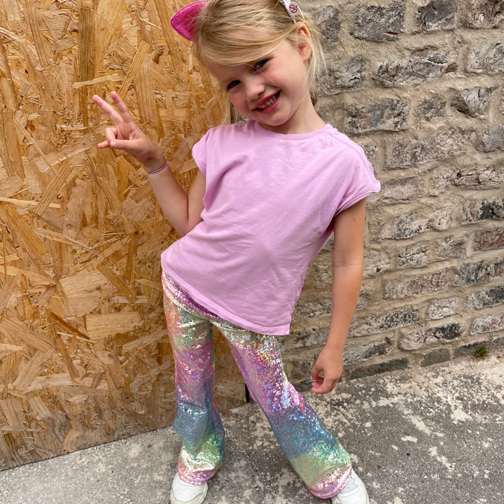 Holographic Sparkly Rainbow Disco Flares / Leggings / Jazz Pants / Bellbottoms
