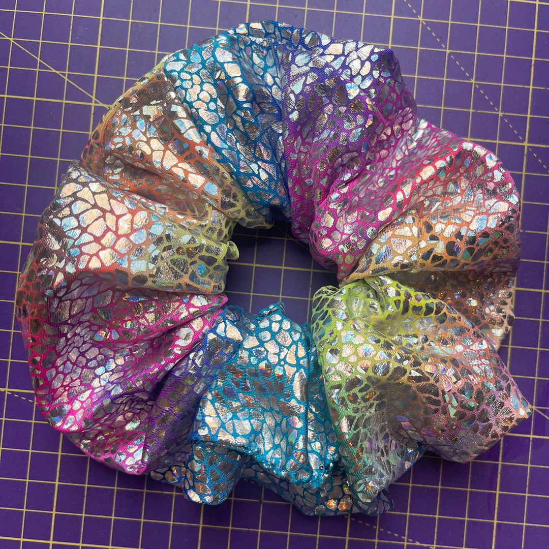 Rainbow Holographic Disco Hair Bobble Scrunchie