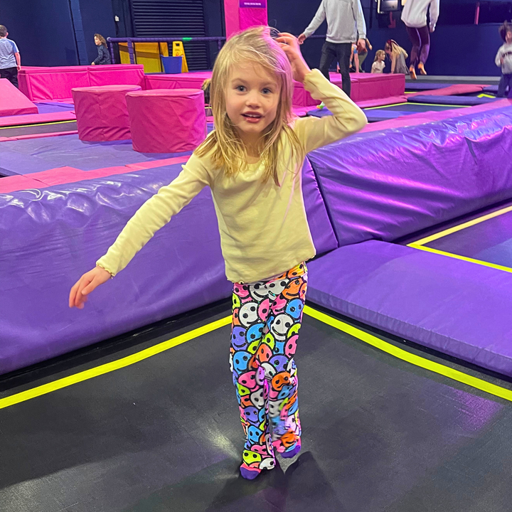 Kids Sparkly Acid House Smiley Flares – Disco Baby