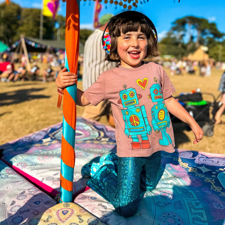 Kids Holographic Turquoise Blue Disco Flares | Sparkly Festival Bell Bottom Leggings