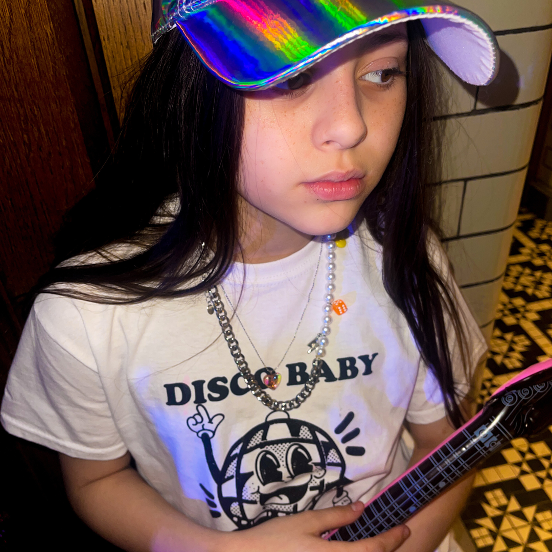 Children's Retro DISCO BABY Printed White T-Shirt