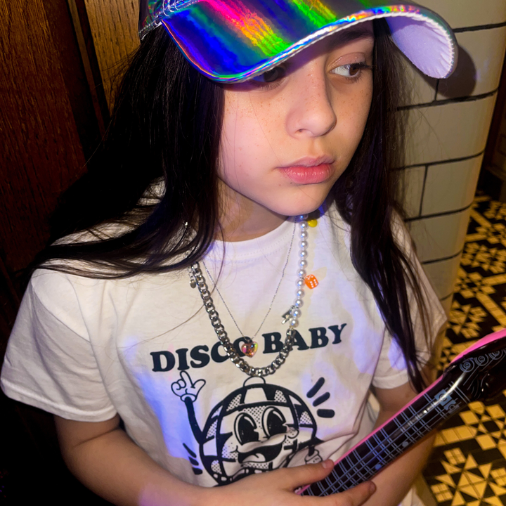 Children's Retro DISCO BABY Printed White T-Shirt