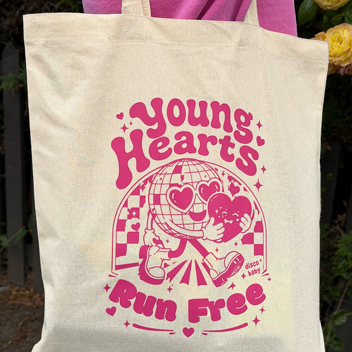 Young Hearts Run Free Disco Tote Bag