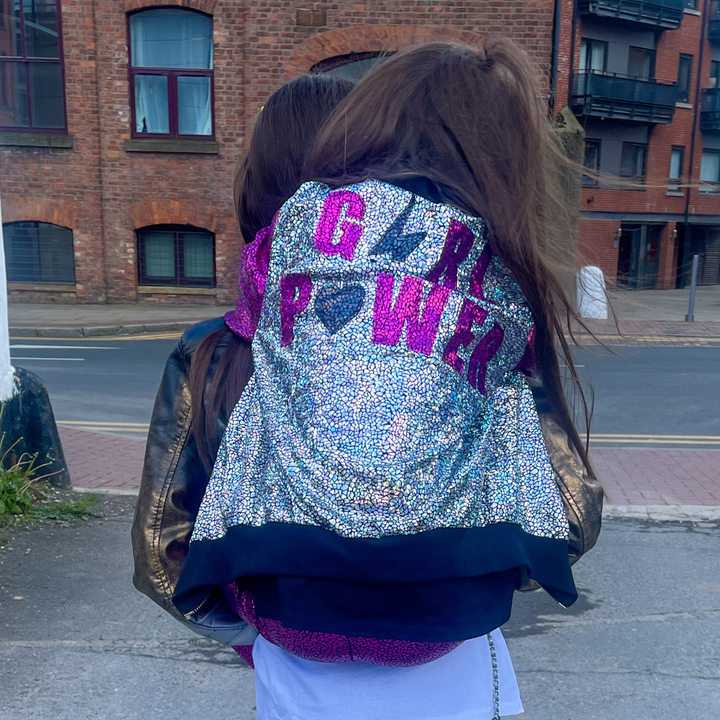 CUSTOM Kids Holographic Disco Bomber Jacket