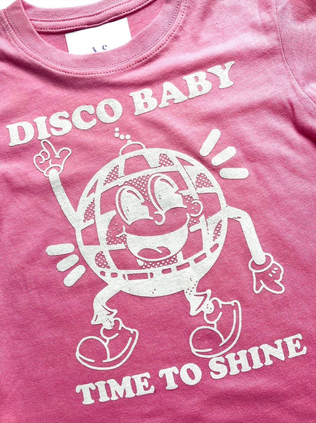 Children's Retro DISCO BABY Disco Ball Printed Pink T-Shirt / Tee