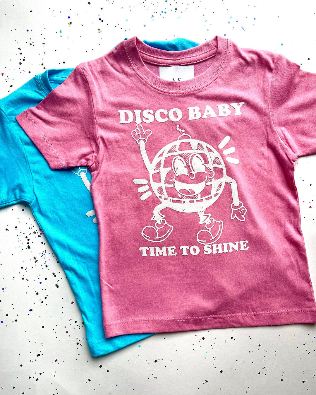 Children's Retro DISCO BABY Disco Ball Printed Pink T-Shirt / Tee