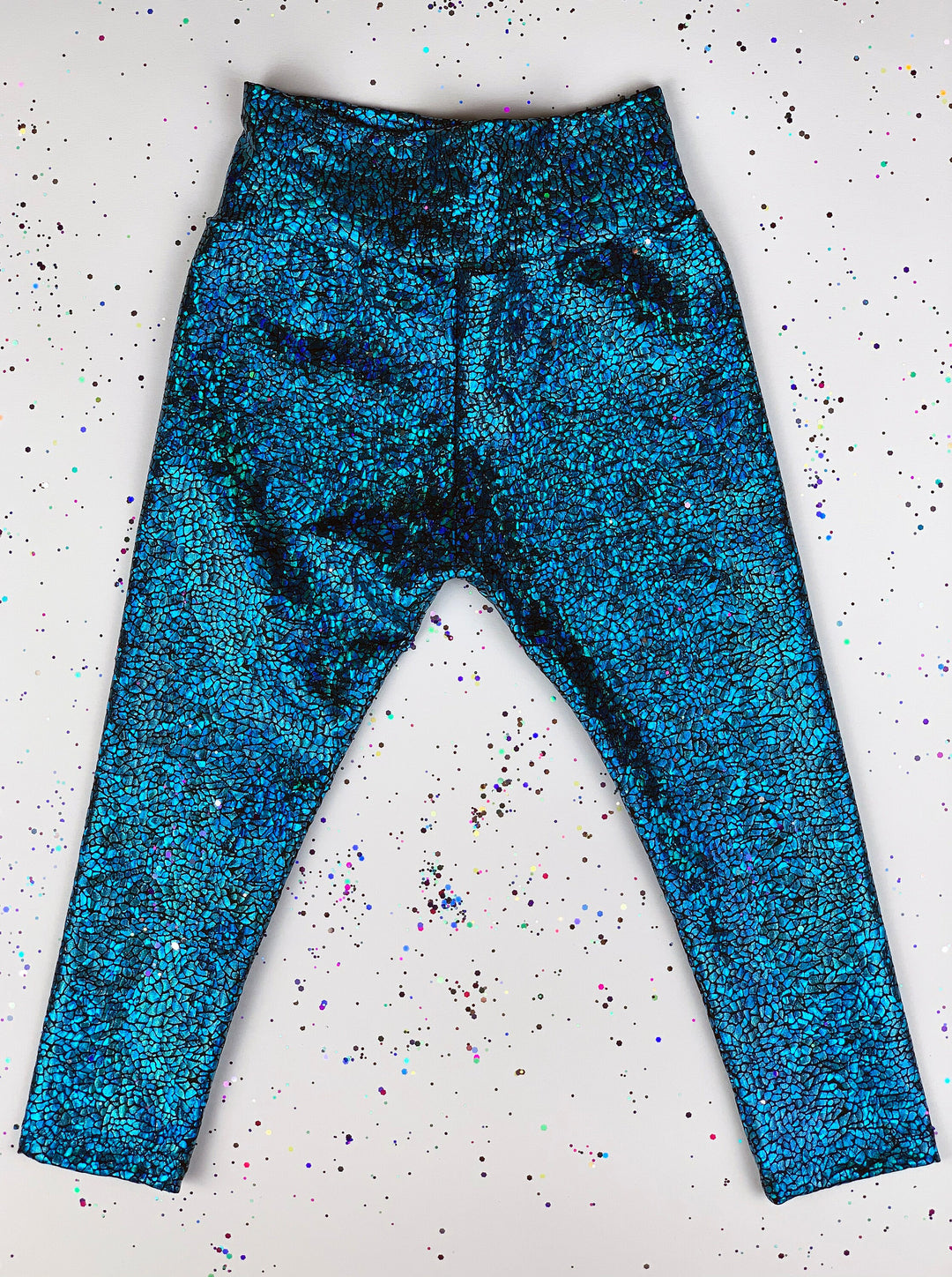 Kids Holographic Turquoise Leggings