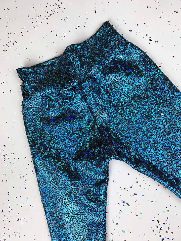 Kids Holographic Turquoise Leggings