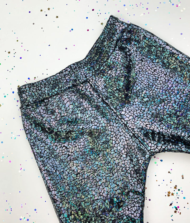 Kids / Childrens Holographic Black Sparkly Leggings