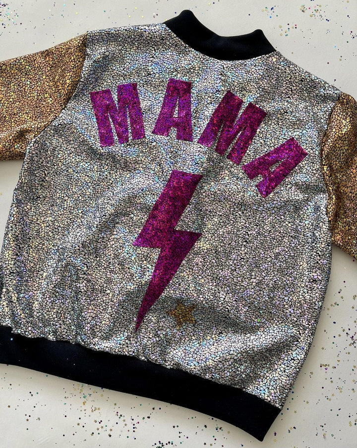 Adults "MAMA" Disco Bomber Jacket / Holographic Jacket / Cool Mother's Day Gift