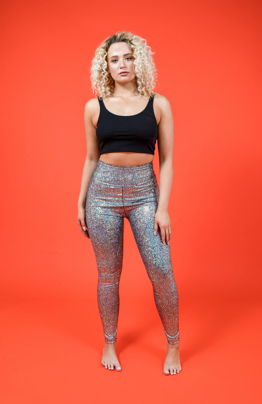 Silver Holographic Disco Mermaid High Waisted Leggings