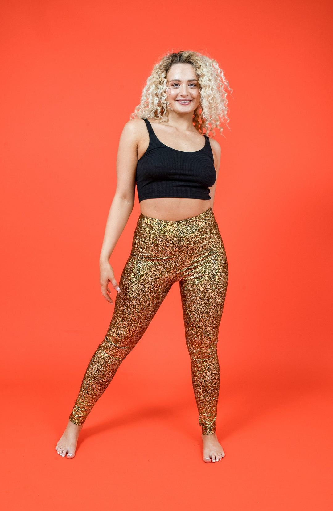 Gold Holographic Disco Mermaid High Waisted Leggings