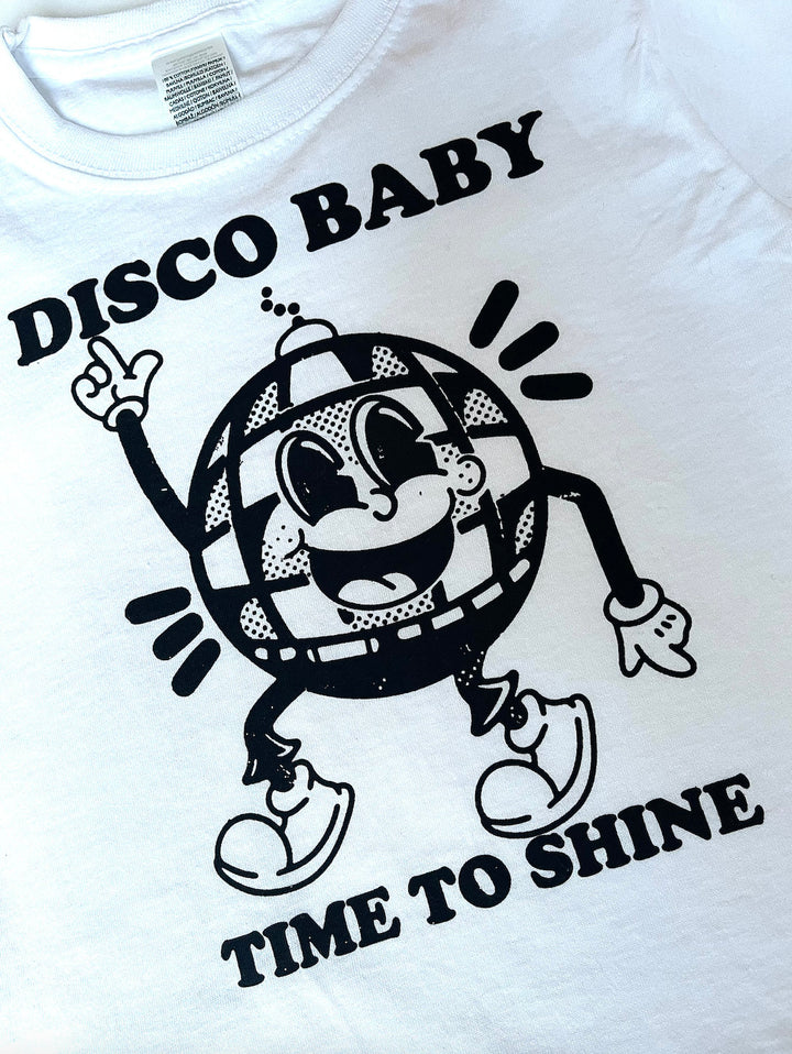 Children's Retro DISCO BABY Printed White T-Shirt