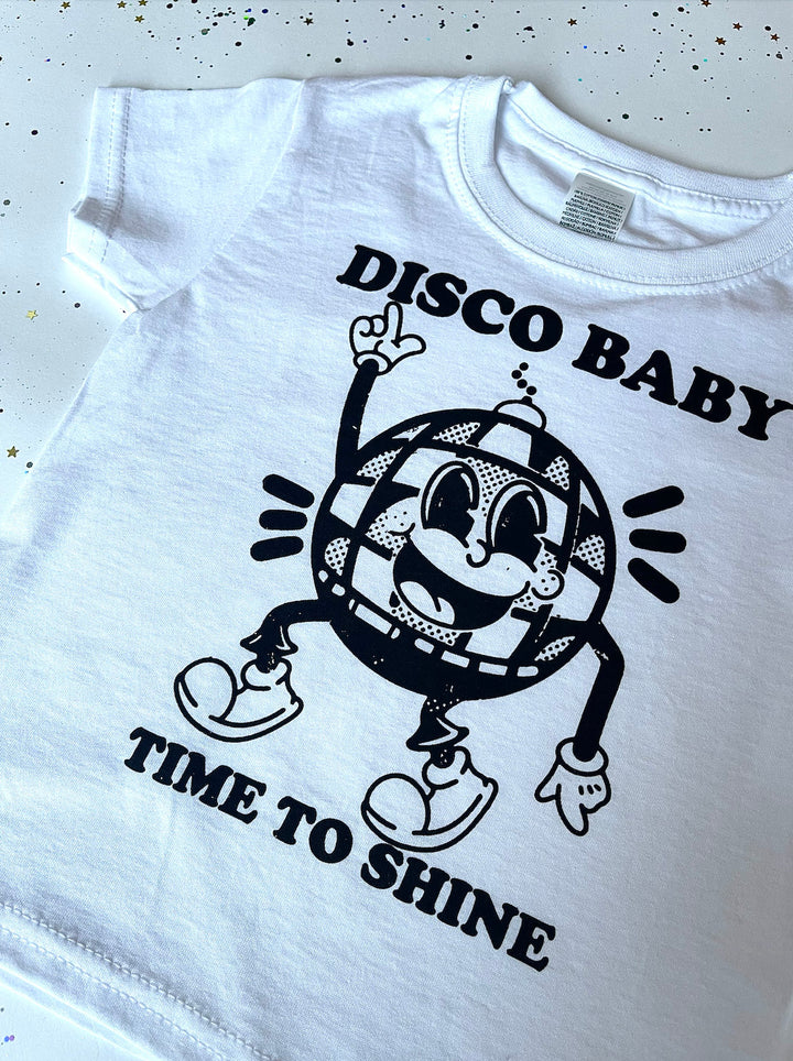 Children's Retro DISCO BABY Printed White T-Shirt