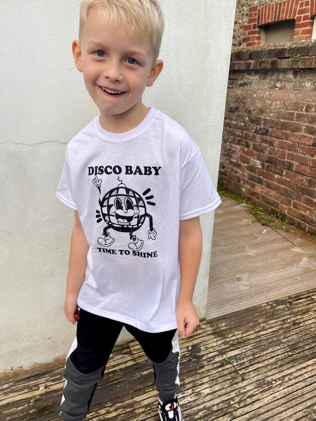 Children's Retro DISCO BABY Printed White T-Shirt